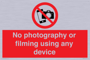 No photography or filming using any device